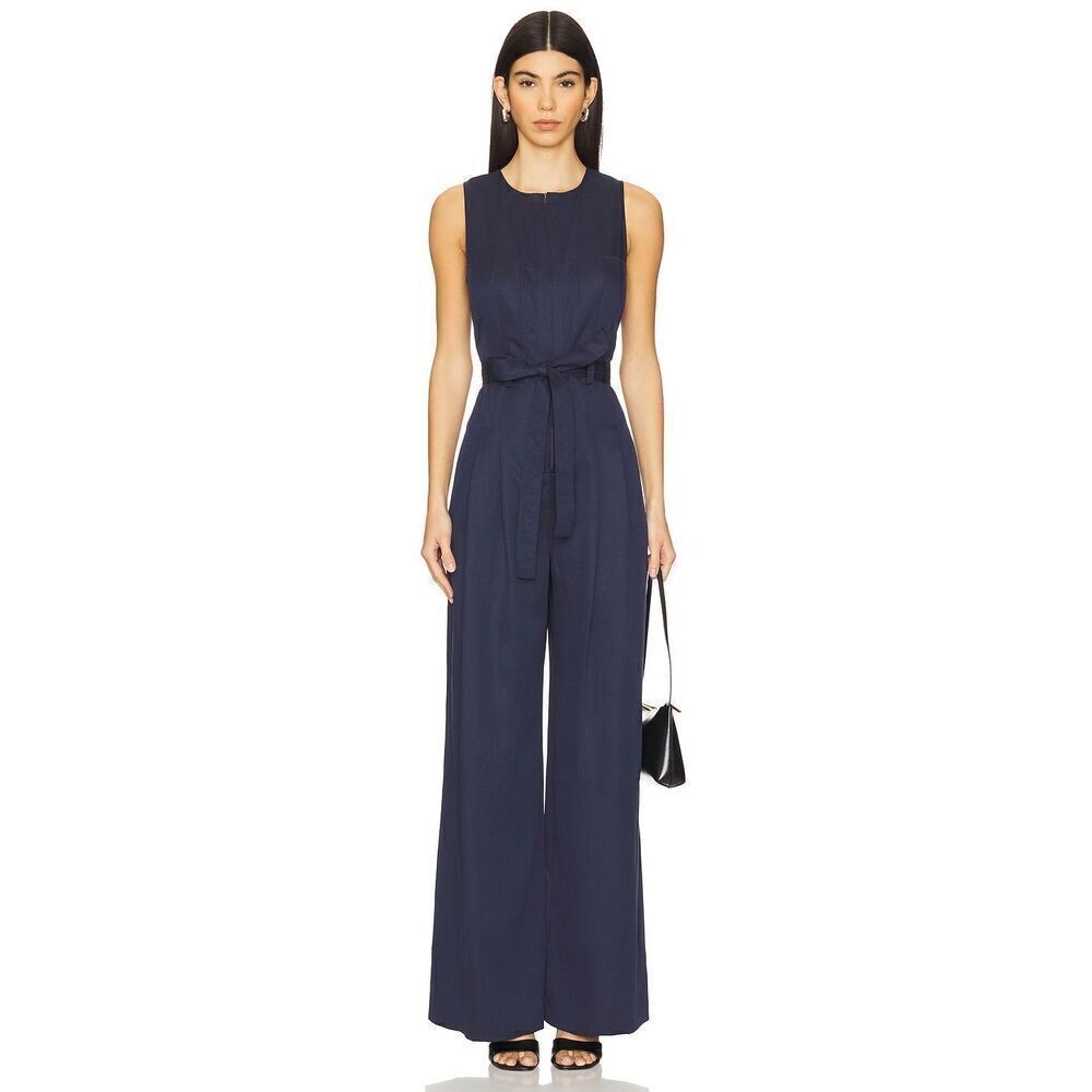 Ulla Johnson Women's Navy Cotton Wide-Leg Jumpsuit Size 16 NWOT - Picture 3 of 10